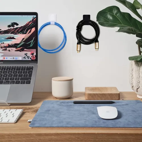 Miniatura 5 de 40 bridas de gancho y bucle para debajo del escritorio, organizador de cables de escritorio, clips adhesivos para cables, organizadores de cables