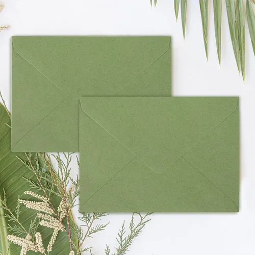 Miniatura 6 de Whaline Juego de 50 sobres de invitación A7, color verde salvia, sobres para tarjetas de felicitación, con solapa en V, fundas para tarjetas