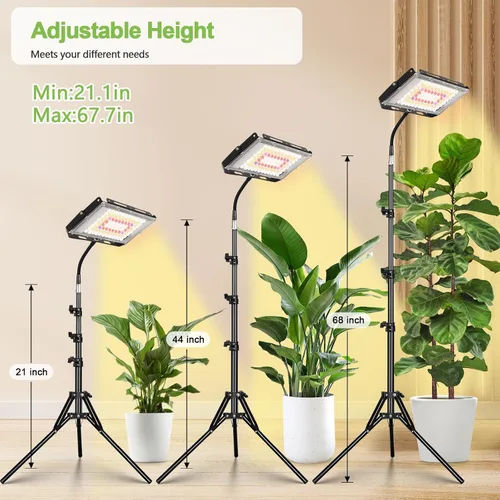 Miniatura 5 de LBW Luces de cultivo de pie para plantas de interior, 96 luces LED de cultivo de plantas de espectro completo, lámpara de cultivo de piso mejorada