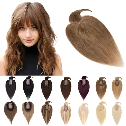 Miniatura 10 de SEGO Extensiones de Cabello para Mujeres Cabello Humano Real Con Flequillo, Base de Seda de 7 * 13CM (2.8 x 5.1 pulgadas) Cabello Humano Remy 100%