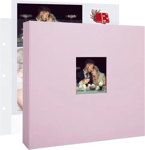 Miniatura 29 de 1DOT2 Álbum de fotos de scrapbook DIY grande de 12 x 12 pulgadas con 3 anillos, diario con 30 fundas de plástico, 60 páginas y cubierta de papel
