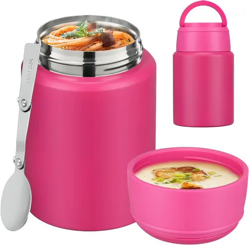 Miniatura 24 de Termo de sopa para comida caliente para niños, tarro de comida aislado de 16 onzas, contenedor térmico a prueba de fugas para niños, lonchera