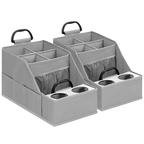Miniatura 10 de Organizador de asiento de automóvil para asiento trasero, organizador de automóvil con 12 compartimentos de almacenamiento, 2 portavasos