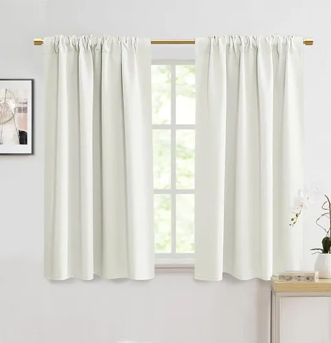 Miniatura 18 de Cortinas opacas de 48 pulgadas de largo, 34 pulgadas de ancho x 48 pulgadas de largo, cortinas opacas cortas con aislamiento térmico para Beige