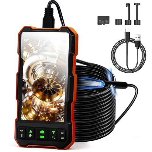 Miniatura 9 de Epicmate Cámara de Inspección de Alcantarillado con Triple Lente - Cámara Serpiente con Luz 16.5 pies, Endoscopio con Pantalla IPS de 5" con Luces