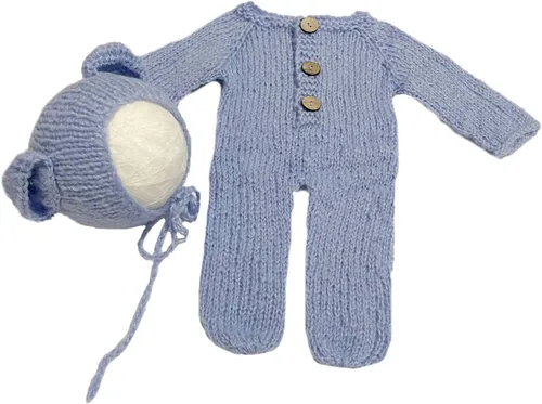 Miniatura 5 de 2 piezas de accesorios de fotografía para recién nacidos, trajes de fotos para niños, sesiones de fotos de bebé, disfraz de niña con sombrero de oso