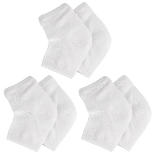 Snadulor - 3 pares de calcetines hidratantes para talón de gel para tacones secos y agrietados, calcetines de gel de spa, calcetines de punta Blanco
