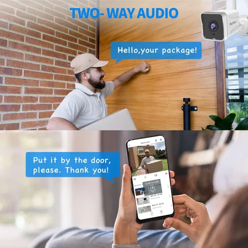 Miniatura 6 de Septekon Paquete de 2 cámaras de seguridad para exteriores 2K, cámaras WiFi para seguridad del hogar exterior con detección de movimiento