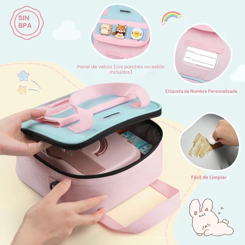 Miniatura 3 de REDSHELL Lonchera táctica para niños, bolsa de almuerzo aislada grande para niñas, lonchera cuadrada para niños, lonchera cuadrada para niños, Rosa
