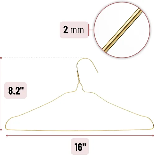 Miniatura 3 de Mr. Pen Ganchos de metal dorado - Paquete de 10, perchas de alambre para ropa