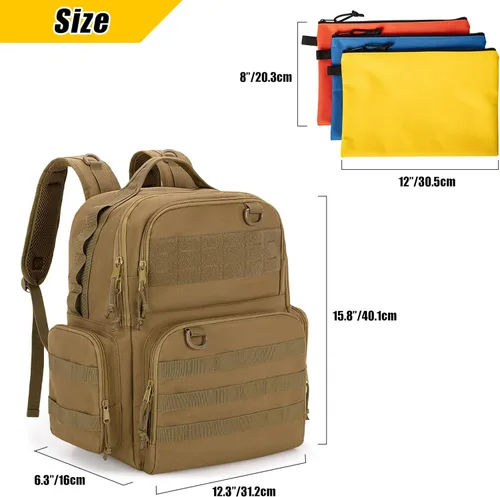 Miniatura 5 de Mochila de herramientas Rexmica para hombres con 3 bolsas de herramientas, bolsa organizadora de almacenamiento de herramientas resistente con Caqui