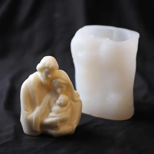 Miniatura 3 de Molde de vela de silicona de familia virgen católica DIY Jesús abrazando bebé retrato resina yeso que hace herramienta hecha a mano Molud Silicona