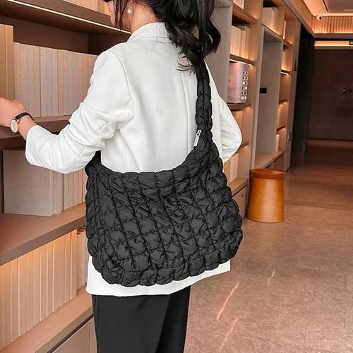 Miniatura 6 de Bolsa acolchada para mujer, bolsa de hombro acolchada, bolso grande tipo hobo ligero, de nailon acolchado