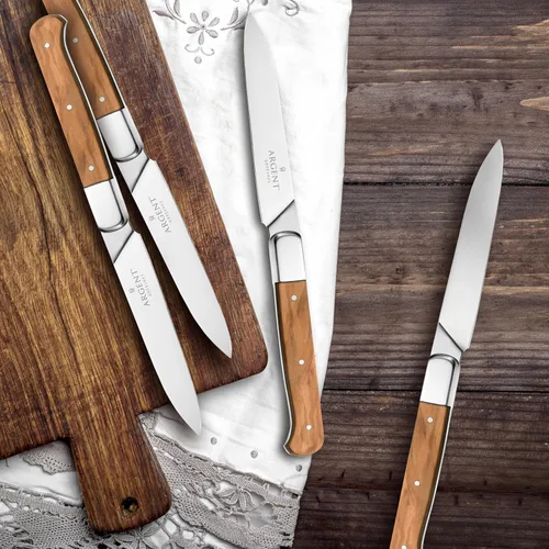 Miniatura 3 de Hampton Forge Sfs51L04Wb Lynden - Juego de 4 cuchillos para carne de madera de olivo