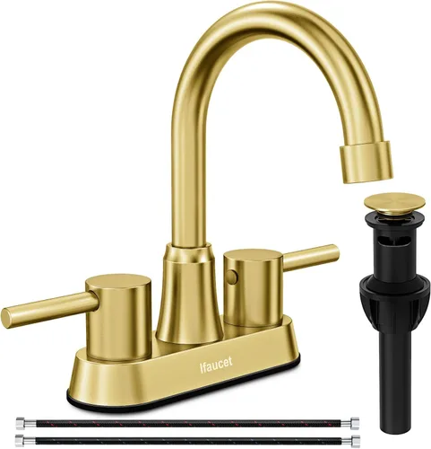 Miniatura 9 de Grifos de baño, grifo de baño de 3 agujeros, grifo de lavabo de baño, grifo para lavabo de 4 pulgadas con 2 manijas tipo centerset, libre de plomo