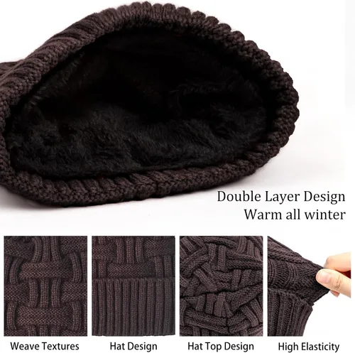 Miniatura 94 de Loritta Gorro de invierno cálido de punto grueso y holgado para hombre