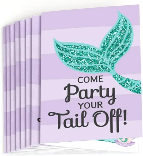 Miniatura 2 de Big Dot of Happiness Let's Be Mermaids - Invitaciones para baby shower o fiesta de cumpleaños (8 unidades)
