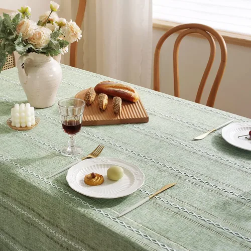 Miniatura 5 de Chassic - Manteles de lino estilo granja de 60 x 120 pulgadas, paños de mesa para comedor resistentes a las arrugas y lavables para mesas Hemstitch