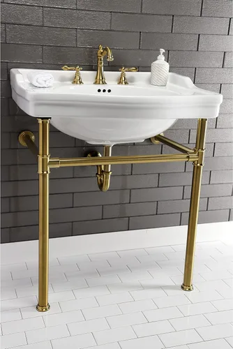 Miniatura 6 de Kingston Brass VPB33087 - Patas para fregadero de consola imperial, latón cepillado, 25.19 x 16.94 x 30.5 pulgadas