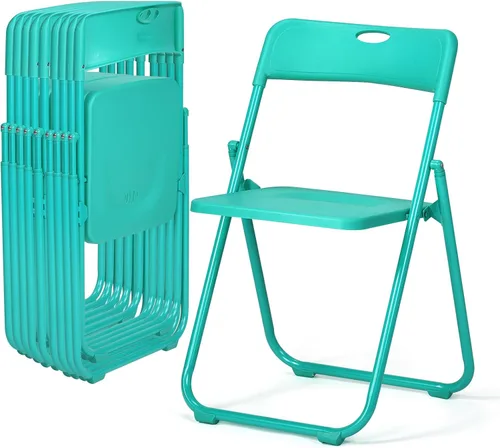 Miniatura 18 de Karl home Silla plegable de 6 piezas, silla plegable ligera de plástico de 300 libras, marco de metal reforzado fácil de plegar y almacenar