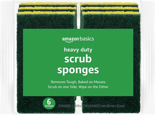 Miniatura 9 de Amazon Basics Esponjas de doble cara resistentes, reutilizables, 4.4 x 2.7 x 0.8 pulgadas, amarillo/verde, paquete de 6