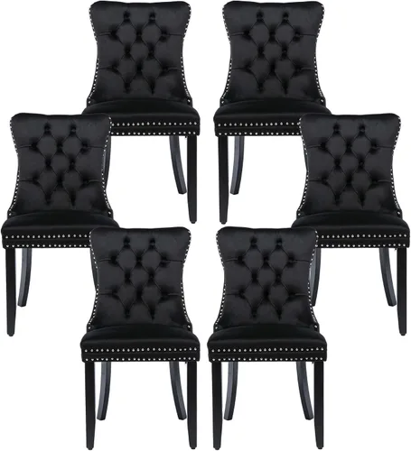 Miniatura 33 de Silla de comedor copetuda moderna de terciopelo para comedor, sillas de comedor tapizadas con remache de clavo, anillo trasero para cocina, comedor