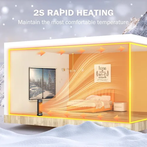 Miniatura 7 de Calentador de espacio de 21 pulgadas - 1500 W calentadores rápidos para uso en interiores - Calentador eléctrico oscilante de 70° con control remoto