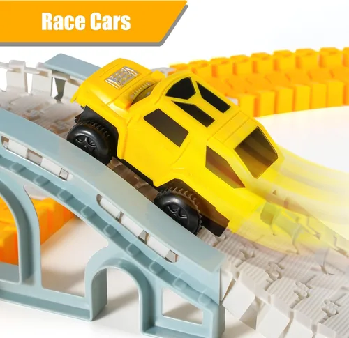 Miniatura 8 de 260 PIEZAS Pistas de Carreras de Construcción para Juguetes de Niños, 2 Autos de Carreras, 4 Autos de Construcción, 1 Mapa y Conjunto de Pistas
