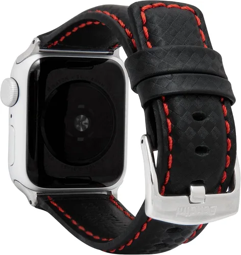 Miniatura 19 de Bandini Correa de cuero de fibra de carbono para hombre para Apple Watch de 1.732 in 1.772 in 1.654 in 1.614 in 1.575 in 1.496 in Ultra 1.929 in