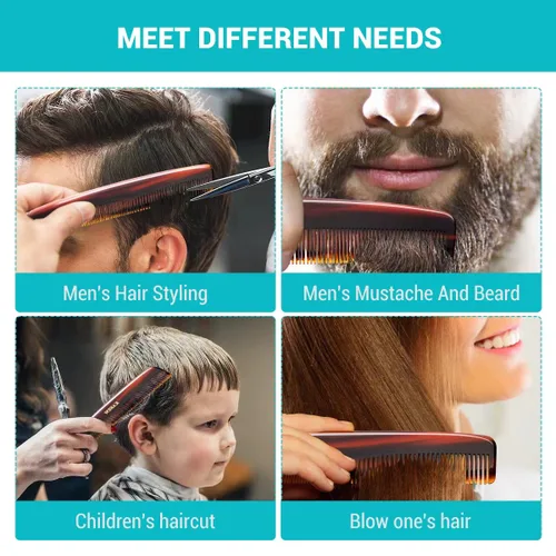 Miniatura 5 de KAHEM Peines de pelo para hombres y mujeres, peine de dientes finos y anchos, peine de barba y bigote, peines profesionales de corte de cabello