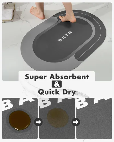 Miniatura 2 de MontVoo Alfombra de baño antideslizante, de secado rápido, resistente a las manchas para el suelo del baño, alfombra de ducha de fácil cuidado
