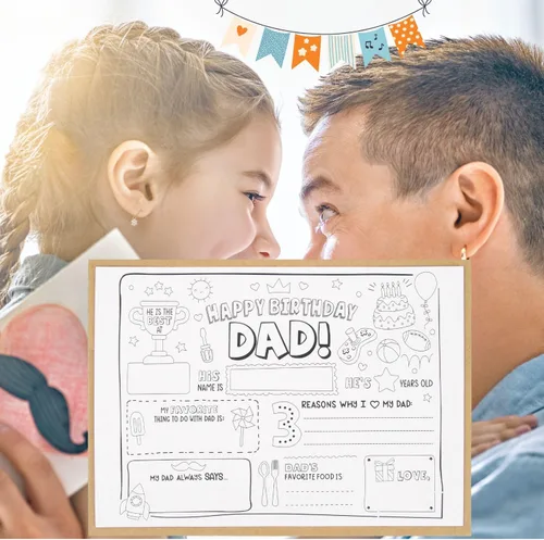 Miniatura 6 de CJ&M Página para colorear de feliz cumpleaños para papá Plantilla de relleno de todo sobre papá Actividad de cumpleaños del padre Tarjeta