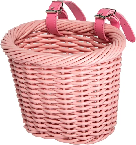 MEGHNA Mini cesta tejida para bicicleta para manillar de bicicleta para niña y niño para scooter, varios colores Rosa