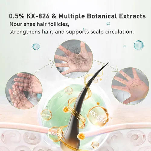 Miniatura 3 de KINTOR KX-826 - Aerosol para el crecimiento del cabello al 0.5%, bloqueador de DHT, reparación del cabello, más grueso, fortalecedor, cabello más