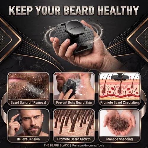 Miniatura 4 de The BEARD BLACK Limpiador de barba de silicona – Cepillo de limpieza profunda para barba para hombres – Exfoliante facial manual para eliminación