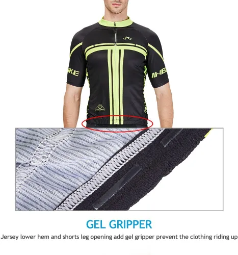 Miniatura 4 de INBIKE Conjunto de camiseta de ciclismo para hombre, reflectante, transpirable, traje de ciclismo de secado rápido, con pantalones cortos acolchados