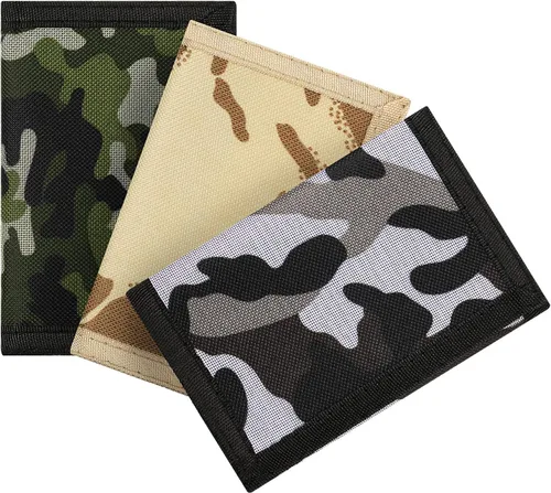 Carteras de 3 piezas para niños y niñas de 6 a 18 años, billeteras de lona triples con adhesivo y bolsillo con cremallera para adolescentes, regalo