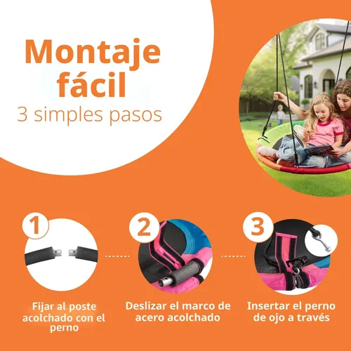 Miniatura 5 de Columpio de platillo volador de 40 pulgadas para colgar al árbol, capacidad de 700lb, marco durable, impermeable, para niños, incluye 2 correas