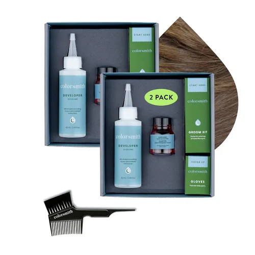 Miniatura 23 de Color de cabello y barba para mezclar grises, paquete de 2 unidades, marrón oscuro, sin amoníaco, kit completo de tinte para barba y cabello
