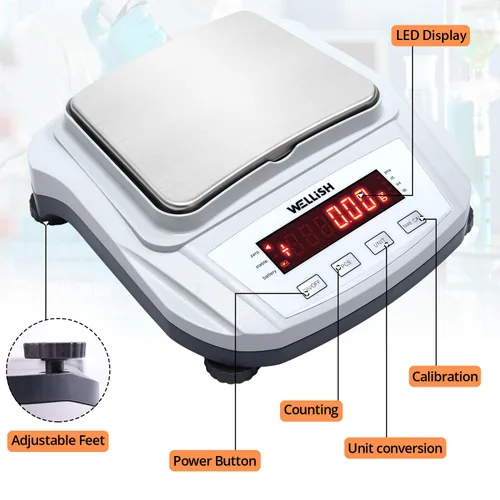 Miniatura 3 de Báscula de laboratorio 21.16 oz/0.00 oz Báscula digital de alta precisión con pesos de 17.64 oz Balanza analítica Balanza electrónica para pesaje