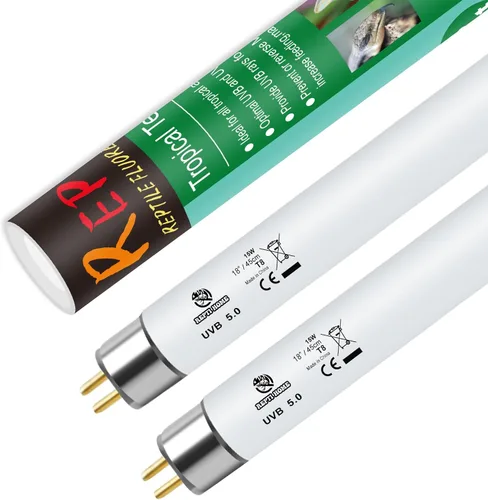 T8 UVB - Luz de reptil 15 W 5.0-2 unidades, bombilla UVA UVB para reptiles, tubo de lámpara UVB para reptiles para dragón barbudo
