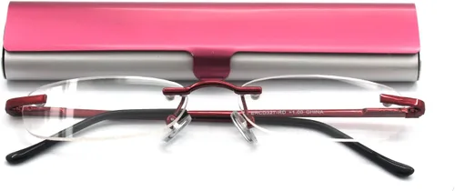 Miniatura 13 de Gafas de lectura sin montura con estuche delgado para hombres y mujeres, negro, dorado y plomizo, azul y rojo Oro