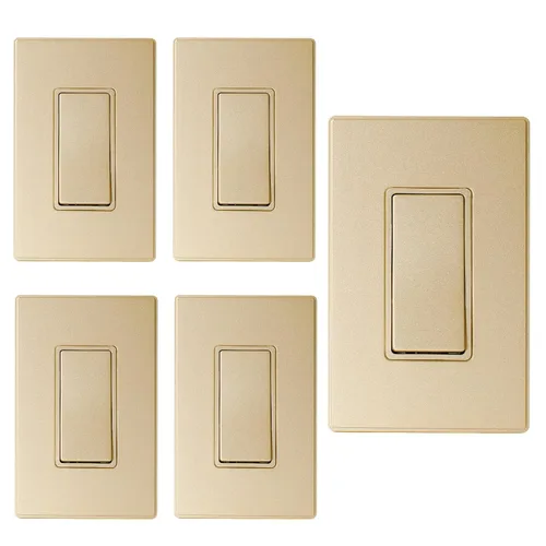 Miniatura 11 de ELEGRP Interruptor de luz decorativo de un solo polo con placa sin tornillos, 15 A 120-277 V, reemplazo del interruptor basculante de paleta