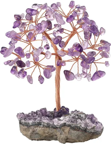 Miniatura 15 de mookaitedecor Árbol de cuarzo rosa natural, cuarzo de roca y cristal citrino con base de cristal de racimo de amatista, figuras de árbol de dinero