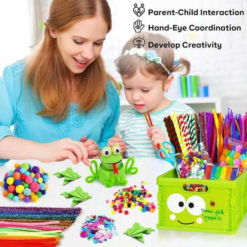 Miniatura 5 de FUNZBO Suministros de Arte y Manualidades Navideñas para Niños - Kits de Manualidades con Limpiapipas, Adhesivos de Paleta, Papel de Construcción