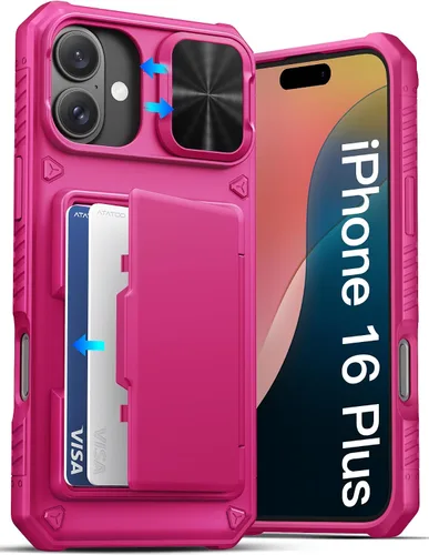 Miniatura 47 de ATATOO Funda para iPhone 17, tarjetero integrado (almacena 3-5 tarjetas) y funda para cámara deslizante y bloqueo RFID, protección de grado militar