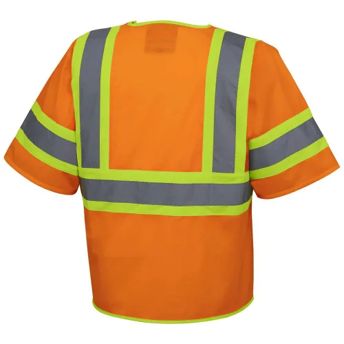 Miniatura 8 de Pioneer Chaleco de seguridad con mangas Hi Vis para hombres y mujeres, tricot transpirable, cinta reflectante, bolsillos, clase 3, color naranja