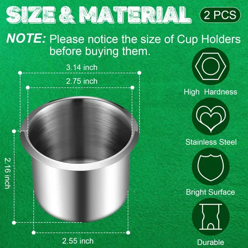 Miniatura 2 de Tessco for you 2 piezas de soporte de vaso de mesa de acero inoxidable para tazas de bebidas, accesorios de mesa de metal para mesa de casino
