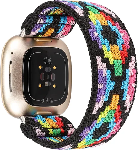 Miniatura 9 de TOYOUTHS Compatible con Fitbit Sense/Sense 2 Band/Versa 3/Versa 4 Bandas para mujeres y hombres, correa de tela de nailon elástica de repuesto