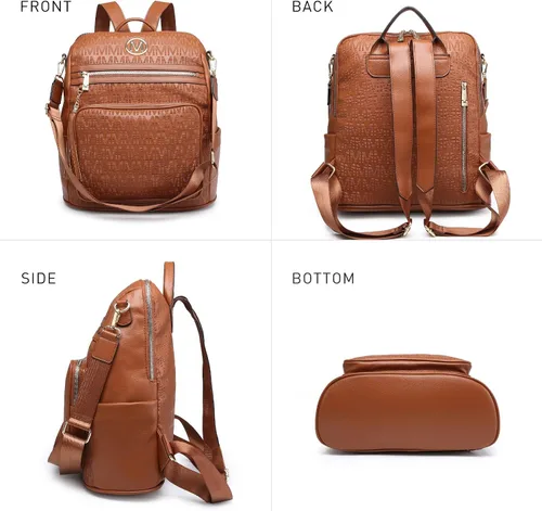 Miniatura 23 de MKP COLLECTION Mochila de moda para mujer, bolsa convertible grande para mujer, mochila de viaje, bolsa de hombro, juego de 2 piezas con borla, Beige